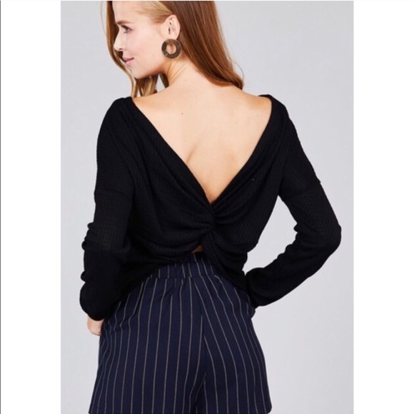 NWT Open Twist Back Long Sleeve Sweater Top Shirt - Picture 4 of 4